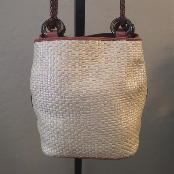 Bechamel 90's Brown Leather Cream Woven Bucket Bag - Picture 5 of 11